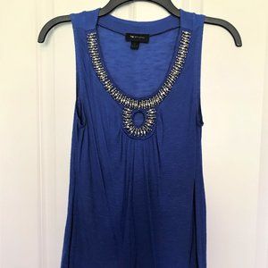 AB Studio Shirt Embellished Neckline Blue